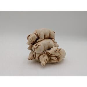 S.I.A.B Resin Pig Pile Trinket Box Handmade in England 2.5"